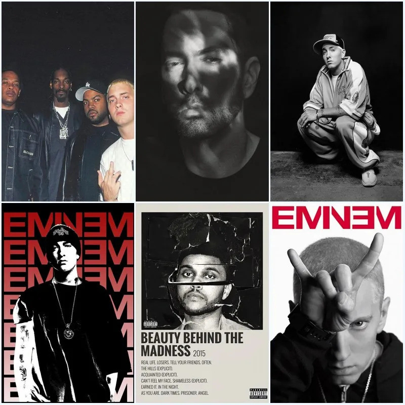 Hip Hop Rapper นักร้อง Eminem โปสเตอร์ผ้าใบภาพวาด Eminem โปสเตอร์ 8 Mile PosterHome Decor ห้องนอน Wa
