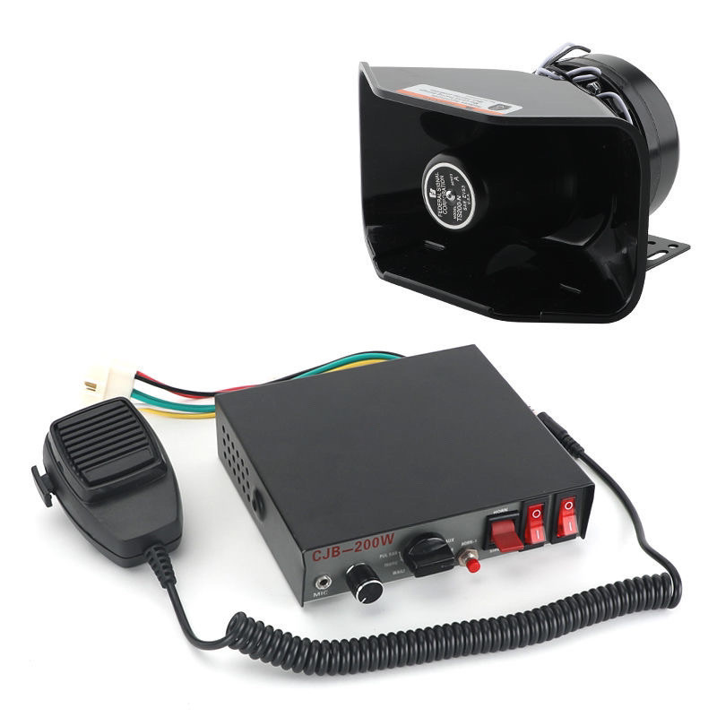 [คุณภาพดี] สัญญาณเตือนรถยนต์โฮสต์แบบมีสายพร้อมโทรโข่ง 200W Multi-Tone Horn ลําโพงแตรรถยนต์ 12V24v ดั