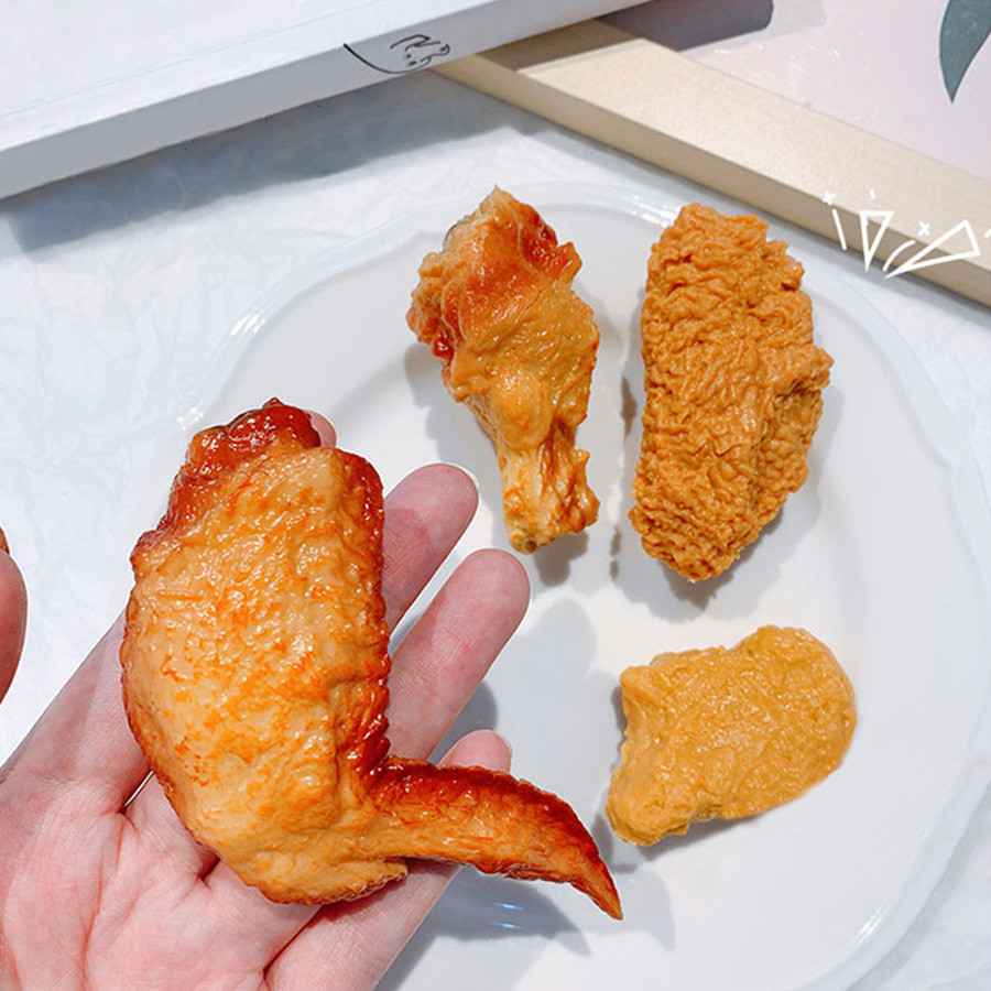 ของเล่นอาหารจำลอง 3D ไก่ทอด และเครื่องประดับผม