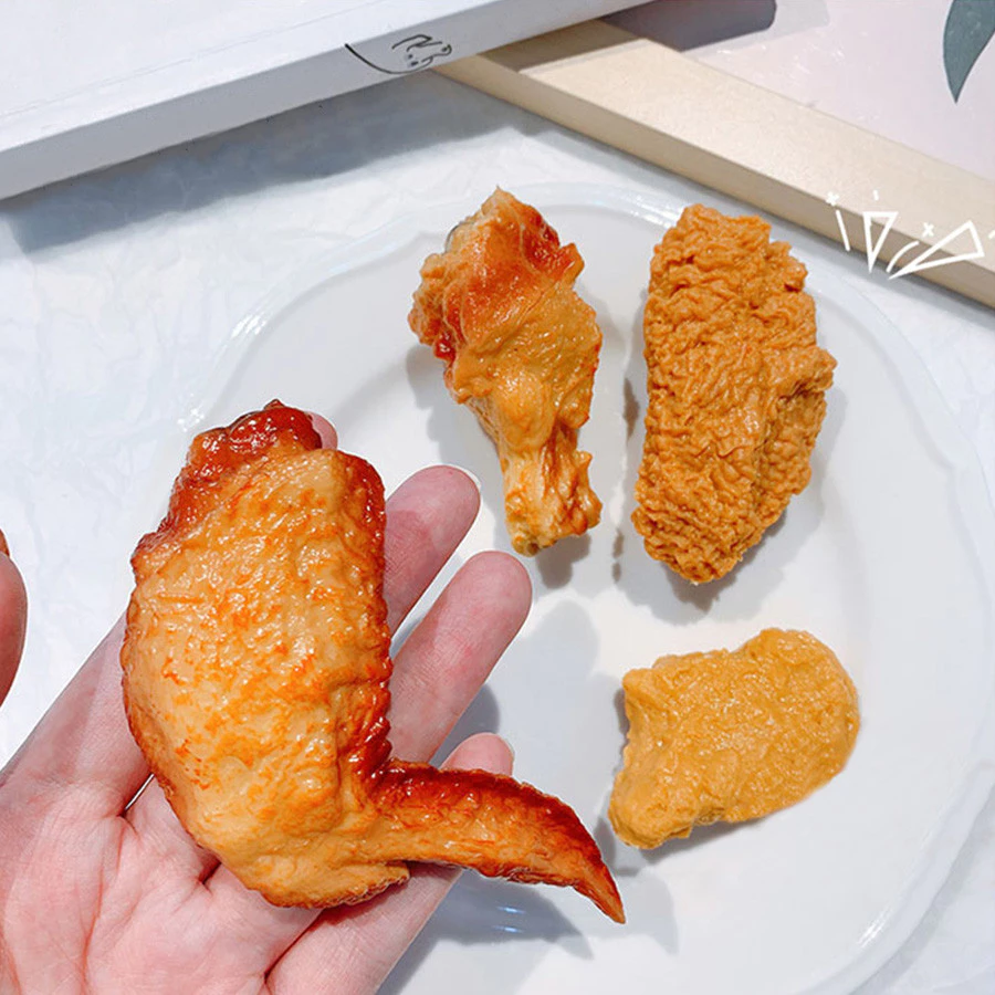 ของเล่นอาหารจำลอง 3D ไก่ทอด และเครื่องประดับผม