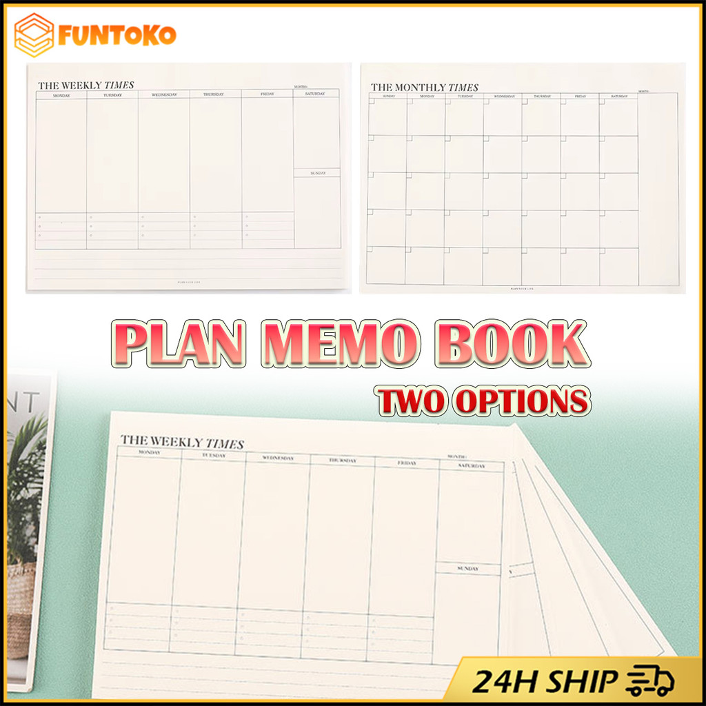 สินค้ามีคุณภาพ B5 สมุดโน้ตแพลนเนอร์รายสัปดาห์ รายเดือน 50แผ่น บันทึกplanner weekly สำหรับนักเรียน สำนักงาน