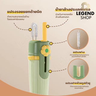 แปรงล้างขวด แปรงล้างแก้ว หัวแปรง5in1 ด้ามยาว อเนกประสงค์ ล้างขวดนม ขวดน้ำ ได้แขวนได้