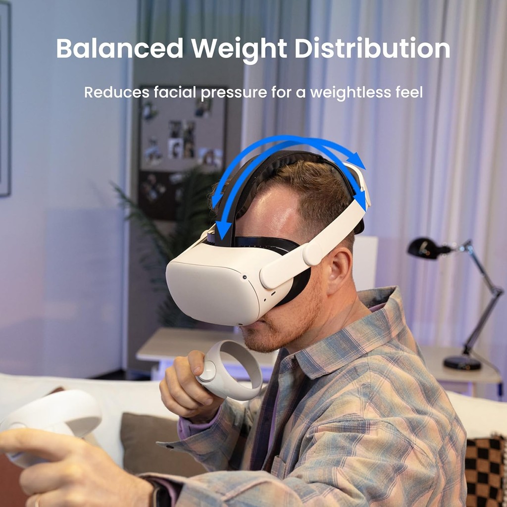 KIWI design อัพเกรด Comfort Elite Head Strap สําหรับ Meta/Oculus Quest 2 DICS