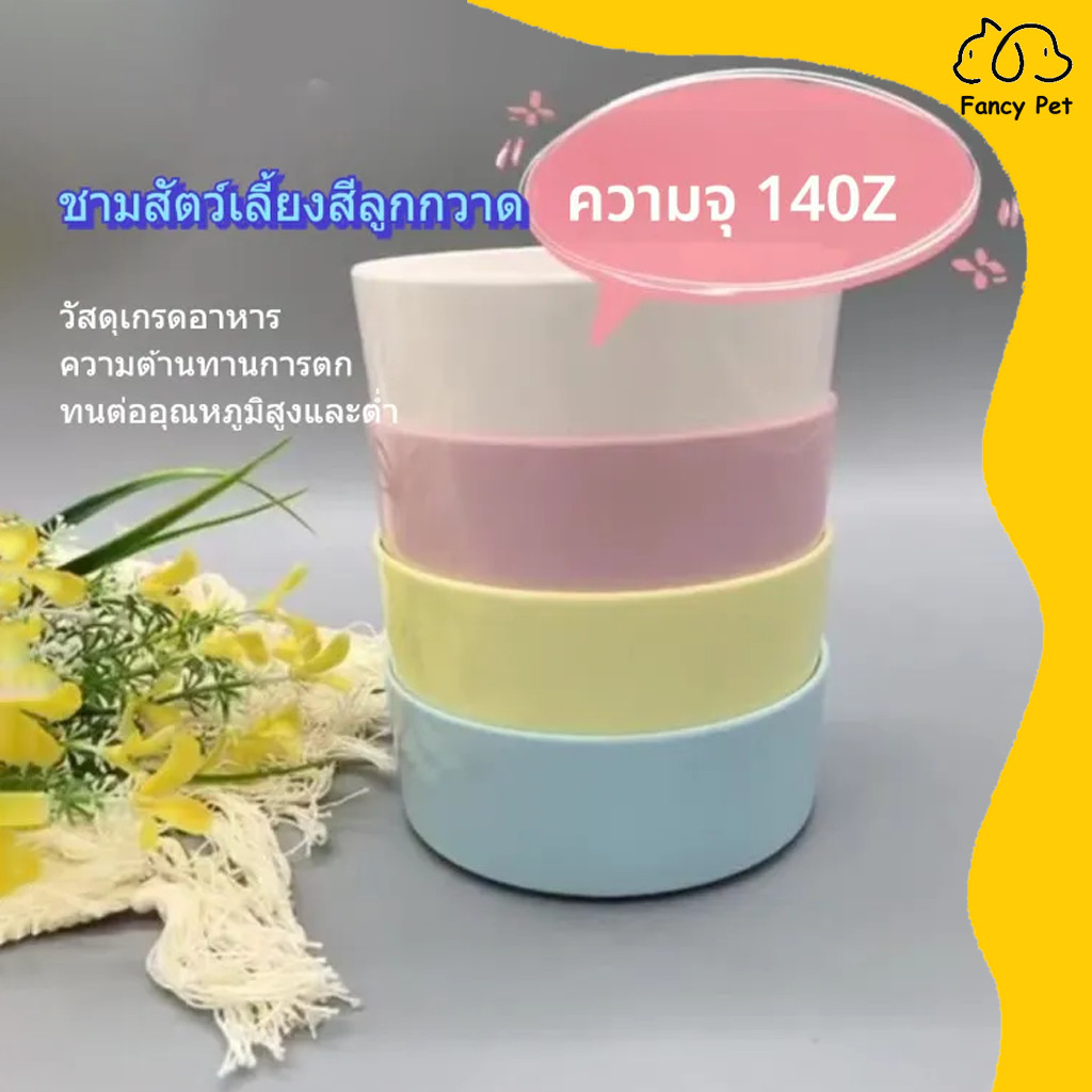FANCY Candy สีขนาดใหญ่-ความจุชามสัตว์เลี้ยง Anti-คว่ํา Shock-proof ชามแมว Feeding น้ําดื่มชามสัตว์เล