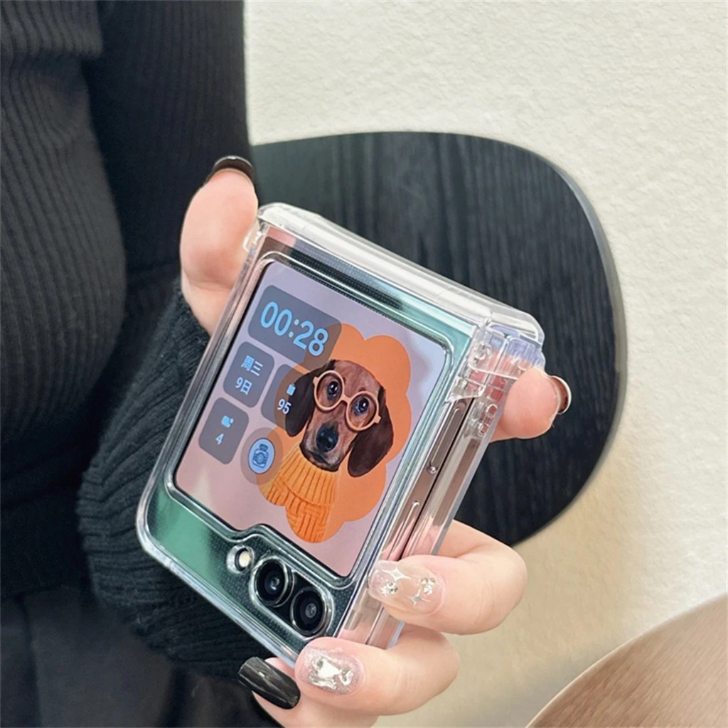 Ins Simple น่ารักเคสโทรศัพท์สําหรับ Samsung Z Flip8 Z Flip7 Z Flip6 Z Flip5 Z Flip4 สําหรับ Motorola Razr 70Ultra Razr 60Ultra Razr 50/40Ultra Hard ฝาครอบโปร่งใส