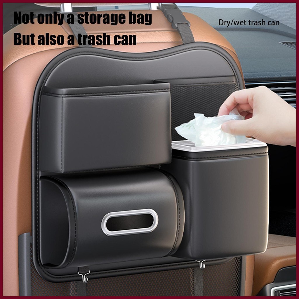 รถ Rubbish Bin อเนกประสงค์ Rubbish Bin สําหรับรถยนต์ Headrest ถุงขยะแบบพกพาผู้ถือขยะสําหรับ haoyisth