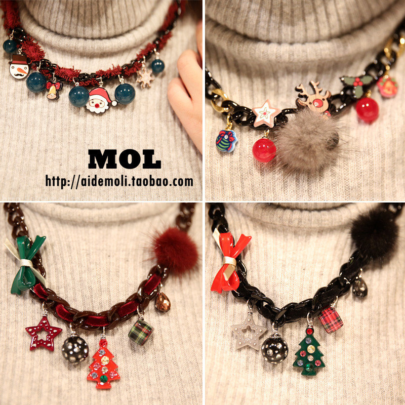 สร้อยคอโซ่สั้นAZNAVOUR AZ Christmas Fur Ball Elk