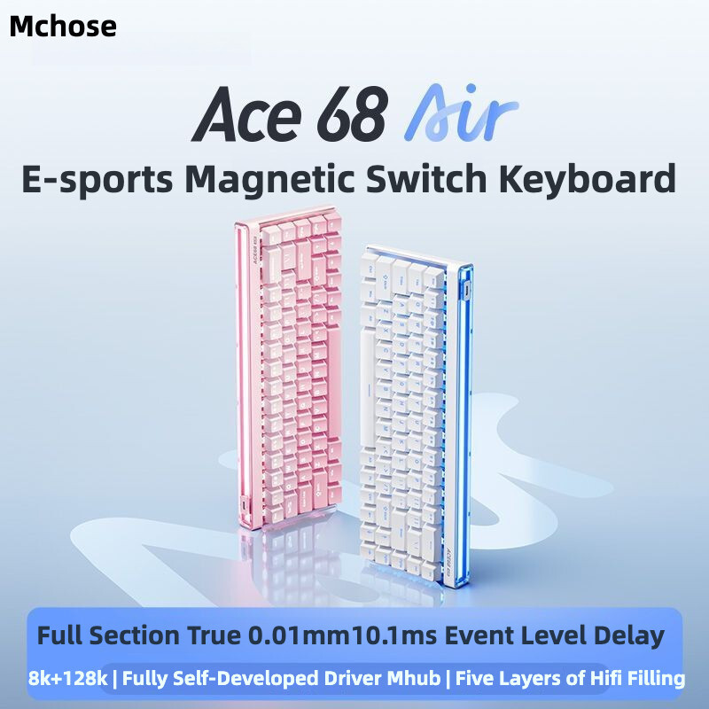 พร้อมสต็อก MCHOSE Ace68 Air Magnetic Switch คีย์บอร์ดแบบกลไกแบบมีสาย ESports Gaming Latency ต่ําอย่า