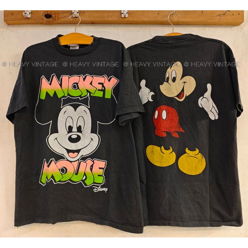 Mikey Mouse DISNEY bio wash tag JUNK FOOD USA เสื้อวินเทจ เสื้อการ์ตูน heavy vintage shirt