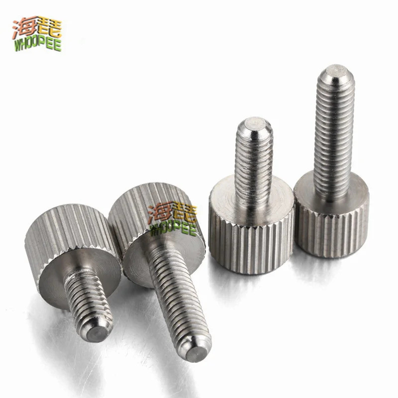 2/5Pcs M2 M2.5 M3 M4 M5 M6 304 Stainless Steel Thumb Screws Plain Flat Head Metric Knurled Head Manu