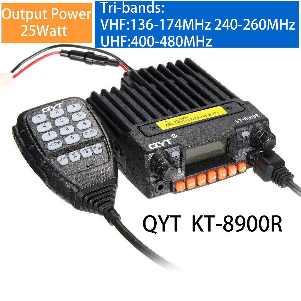 QYT KT8900R เอาต์พุตวิทยุ 25W Tri-bands 136-174/240-260/400-480MHz 200CH อัตโนมัติรถบรรทุกมือถือรถ Transceiver