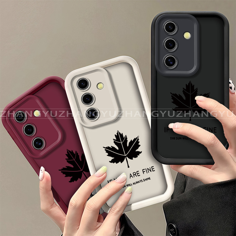 กันกระแทก เหมาะสําหรับ Samsung A14 A17 A24 A34 A54 4G 5G เคสโทรศัพท์ใหม่รูปแบบใบเมเปิ้ลแขนป้องกันปกอ่อน JT03