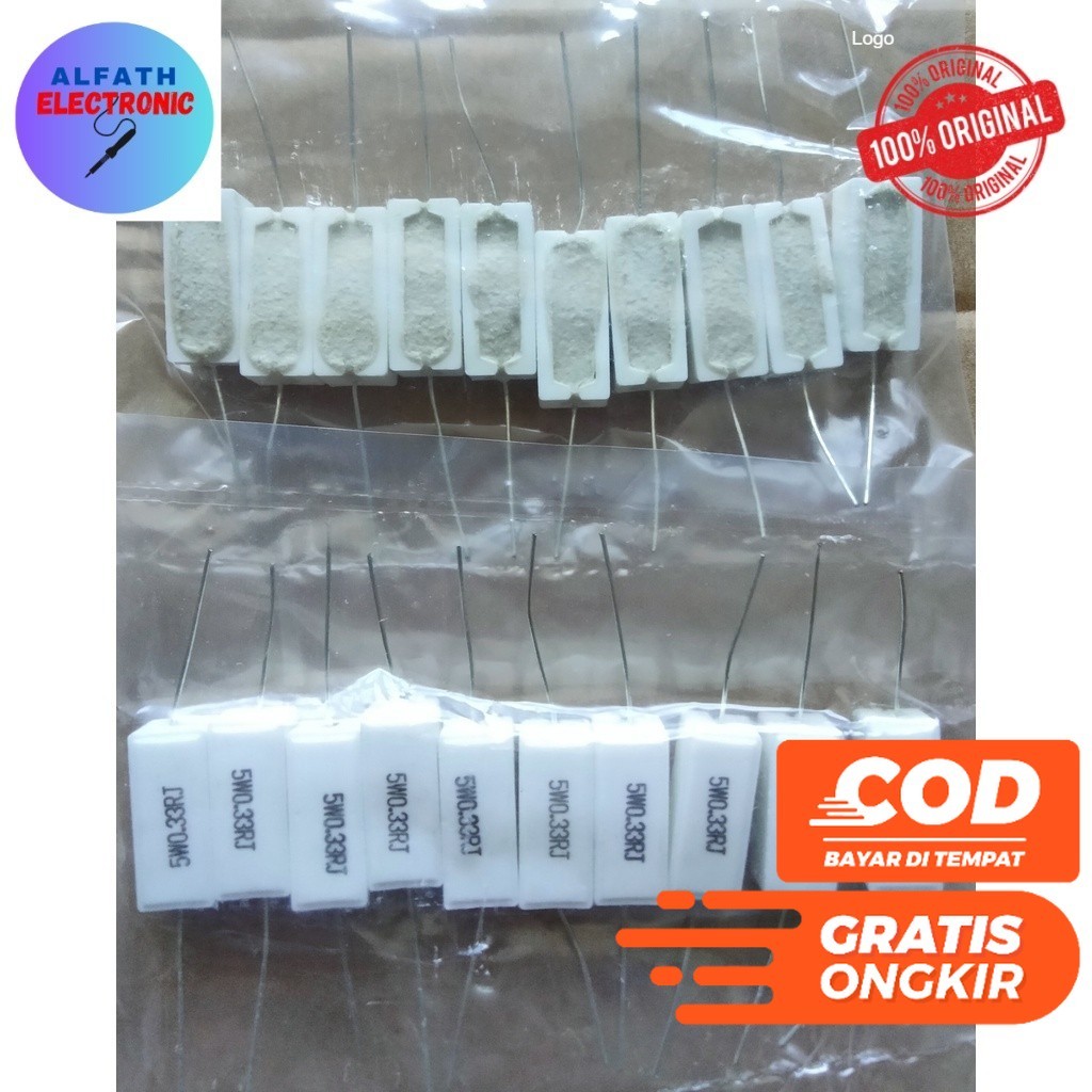 (10 ชิ้น) 0.33 OHM 5WATT / R LIME 0.33OHM 5W / RESISTOR 0.33 OHM 5 วัตต์คุณภาพดั้งเดิม