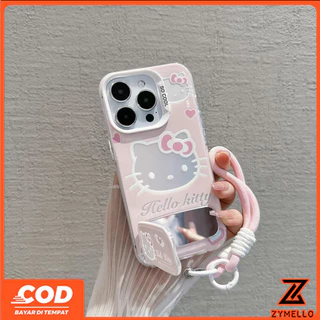 เหมาะสําหรับ OPPO Reno 15F Reno 14F Reno 14 PRO Reno 13F Reno12 F Reno11 F Reno 10 Reno 8T Reno 8Z Reno 7Z Reno8 แมวน่ารักผู้ถือกระจก Lanyard โปร่งใสกันกระแทก TPU Ph