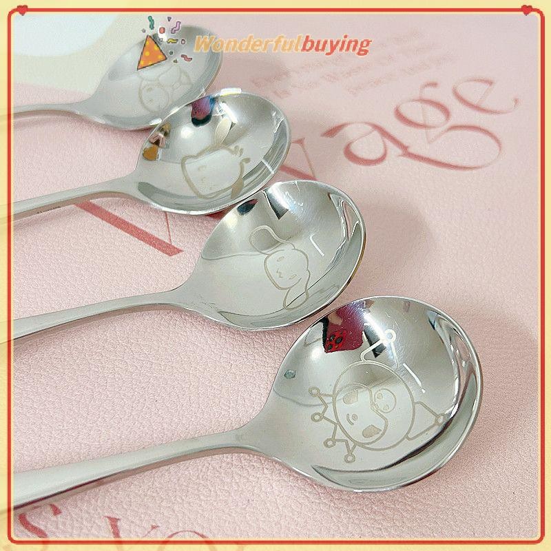 Wbth ชุดช้อนส้อมสเตนเลส ลายการ์ตูน Cinnamorolls น่ารัก สามชิ้น สําหรับเด็ก - รูปที่ 4