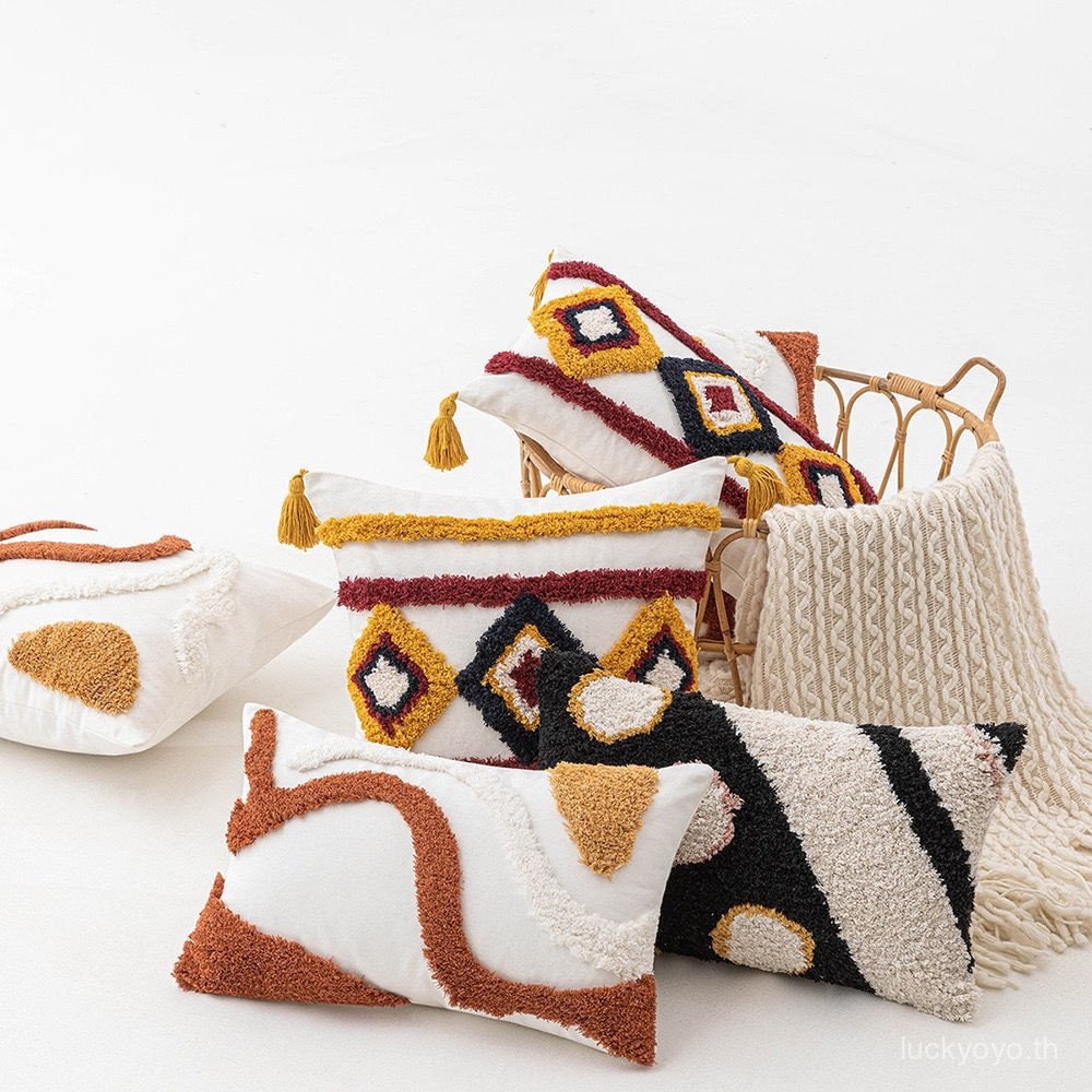 Minimalist Moroccan Geometric Cushion Cover 45x45cm Tufted Pillow Case