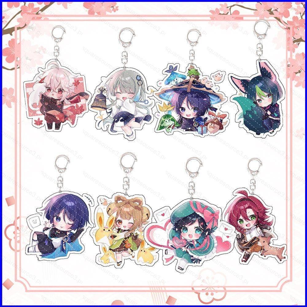 SQ3 Genshin Impact พวงกุญแจอะนิเมะพวงกุญแจอะคริลิคน่ารักกระเป๋าจี้การ์ตูน Wanderer Guizhong Key Chai