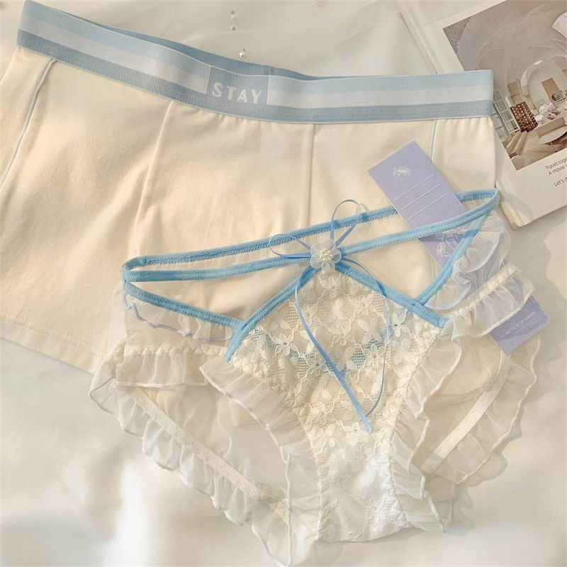 情侣内裤一男一女双人甜美女生感纯欲蕾丝网纱情侣款内裤套装Couple underwear a man and a woman double sweet gir uXZvaBMyeY1113