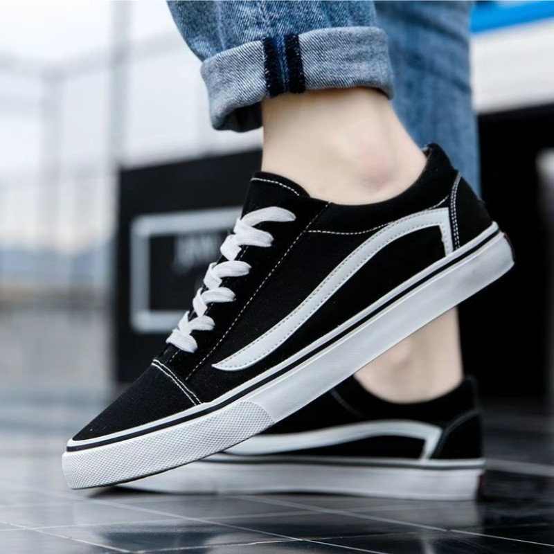 Old Skool (Classic) - Blackรองเท้าผ้าใบ Low-Top สวมใส่สบายเทรนด์แฟชั่นที่เรียบง่าย ขนาด 36-45