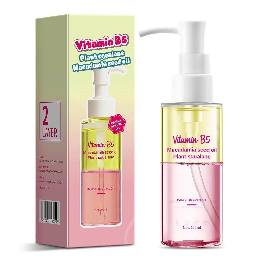 คลีนซิ่งออยล์ควบคุมรูขุมขน, Rainbow Double-Layer Makeup Deep Cleanser Oil for Face, Makeup Blackhead