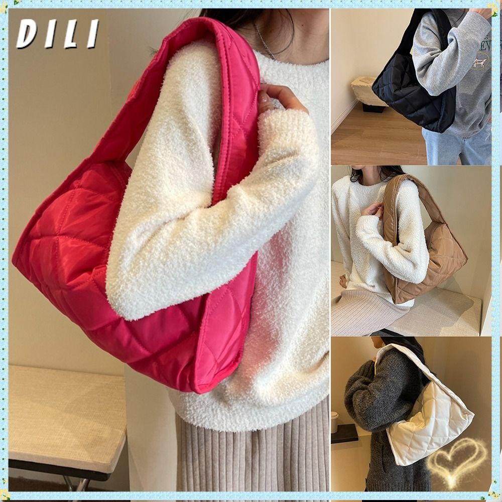 กระเป๋าสะพาย DILI ความจุขนาดใหญ่ ลายสก๊อต สไตล์สำหรับผู้หญิงและเด็กผู้หญิง