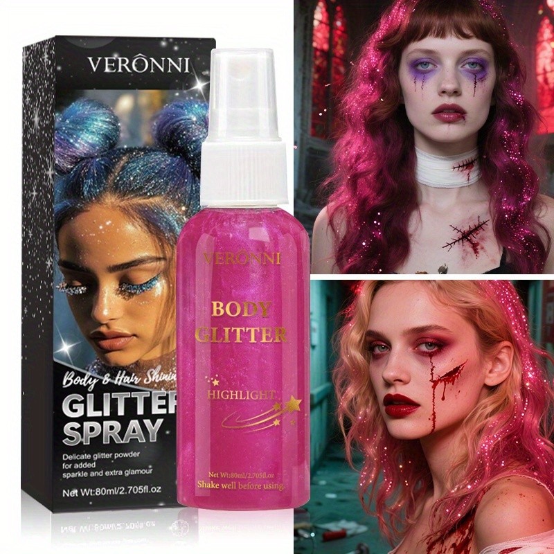 สเปรย์ชิมเมอร์ Body & Face Glitter Spray,Highlighting Shiny Glitter Spray แต่งหน้าสําหรับปาร์ตี้ฮาโล