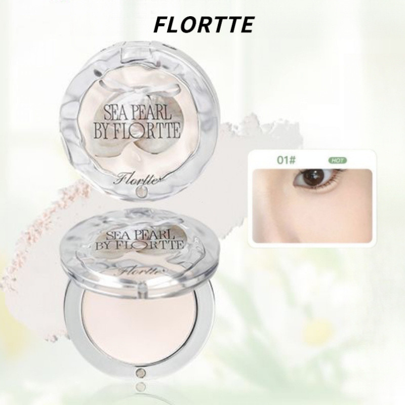 FLORTTE Monochrome High Gloss Powder Brightening Facial Contouring Disc Covering Tear Troughs สําหรับนักเรียนสามเณรใช้ High Gloss Powder แต่งหน้าใบหน้า
