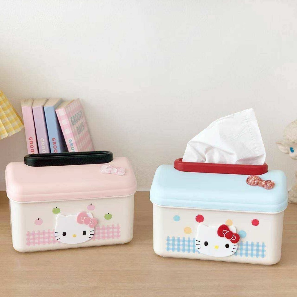 ของมันต้องมีมั้ยล่ะ กล่องใส่ทิชชู่ KITTY สีหวานพาสเทลสุดๆ - ในกล่องมีสปริงดันฐานทิชชู่ให้หยิบง่าย - ขนาด 19×14×12 cm
