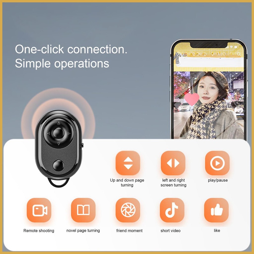 หน้า Turner โทรศัพท์มือถือ Remote Clicker Mini Wireless Camcorder Controller สําหรับ Ebook อ่านวิดีโ