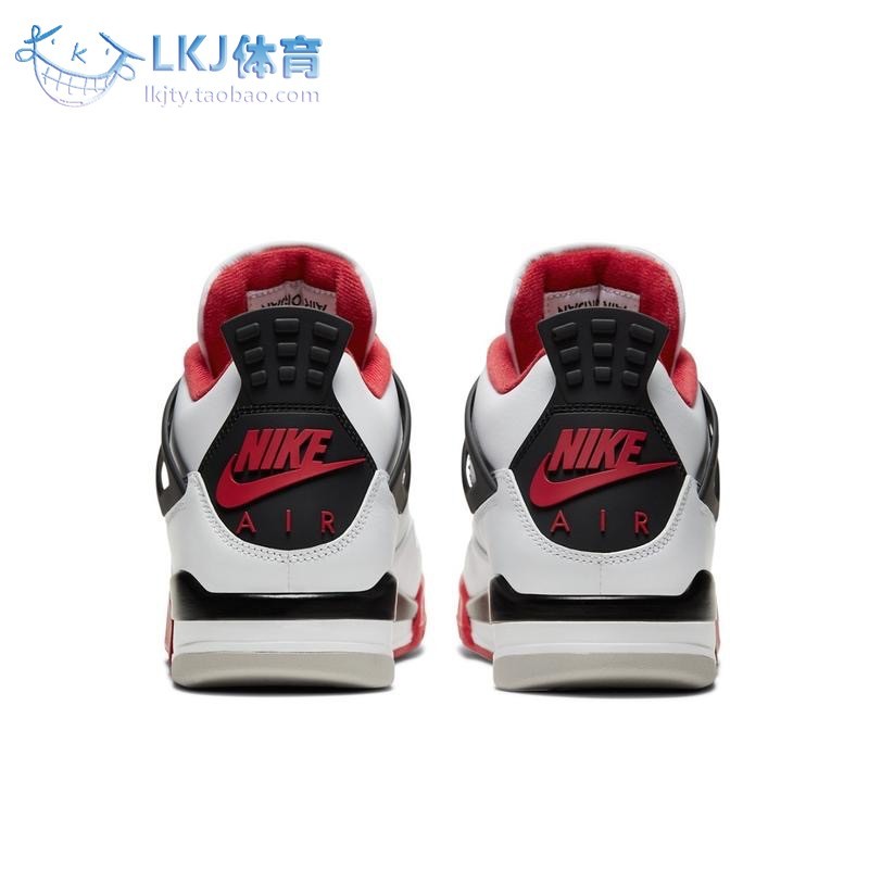 Air Jordan 4 Fire Red AJ4 สีดําสีขาวสีแดงเปลวไฟสีแดง 2020 แบบจําลอง DC7770-160