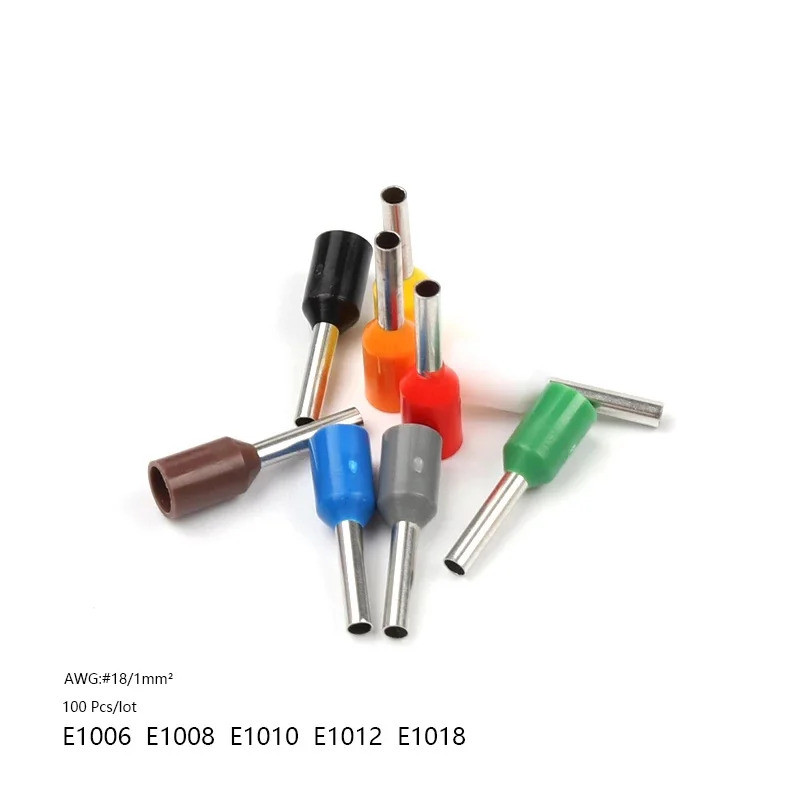 100 ชิ้น/แพ็ค E1006 E1008 E1010 E1012 ฉนวน Ferrules Terminal บล็อกสายไฟ End Wire Connector ไฟฟ้า Cri