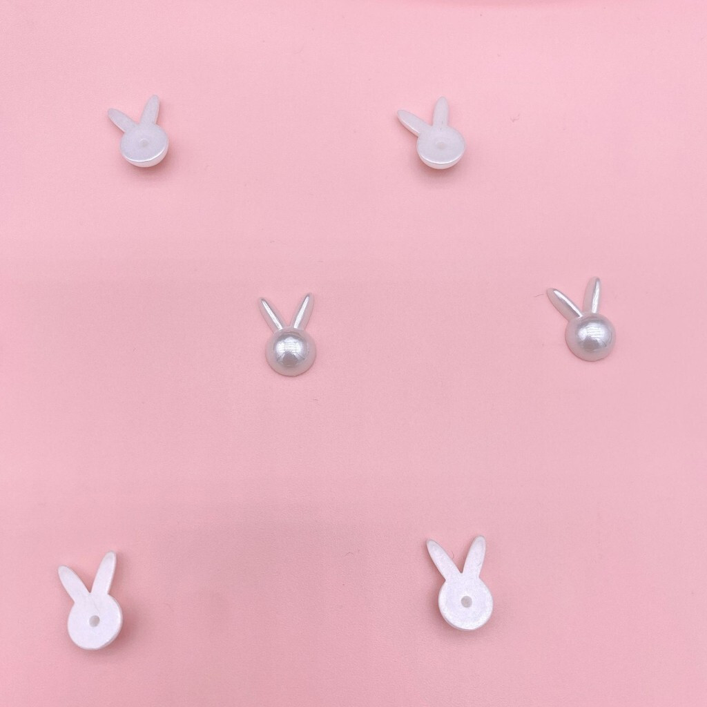 ไฮไลท์ Itation Pearl 9 13 กระต่าย Patch แบนการ์ตูน Half Hole diy เคสโทรศัพท์ต่างหูตกแต่งเล็บ Accesso