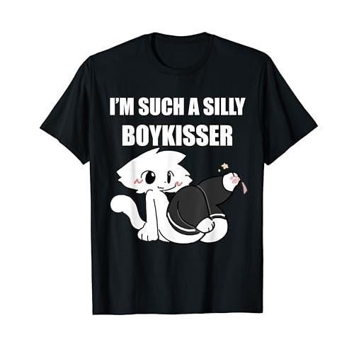 เสื้อยืดผ้าฝ้ายผู้ชาย ย้อนยุค - สกรีนลาย"Silly Boy Kisser" Meme LGBTQ Gay Pride