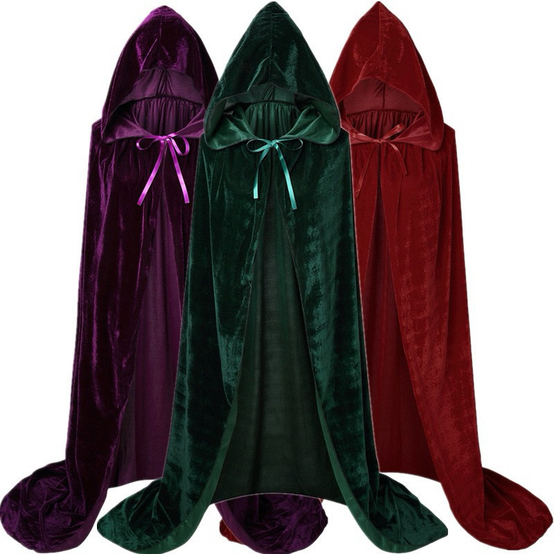ผู้ใหญ่เสื้อคลุมกํามะหยี่ยาวฮาโลวีน Christmas PartyHooded Fancy Cape Vampire欧美风万圣Douyin Douyin colou