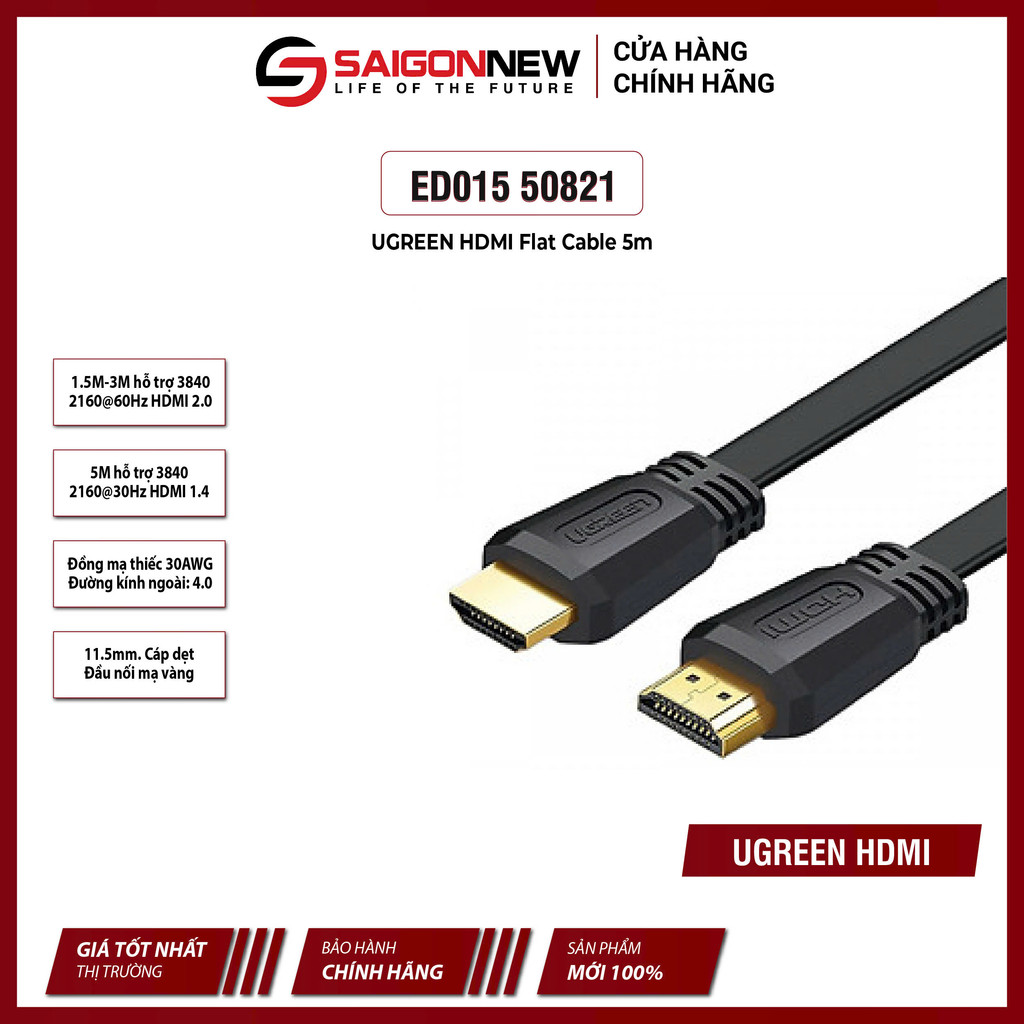 [ของแท้] UGREEN ED015-50821 สาย HDMI 5 เมตร HDR, Bandwidth 18Gbps