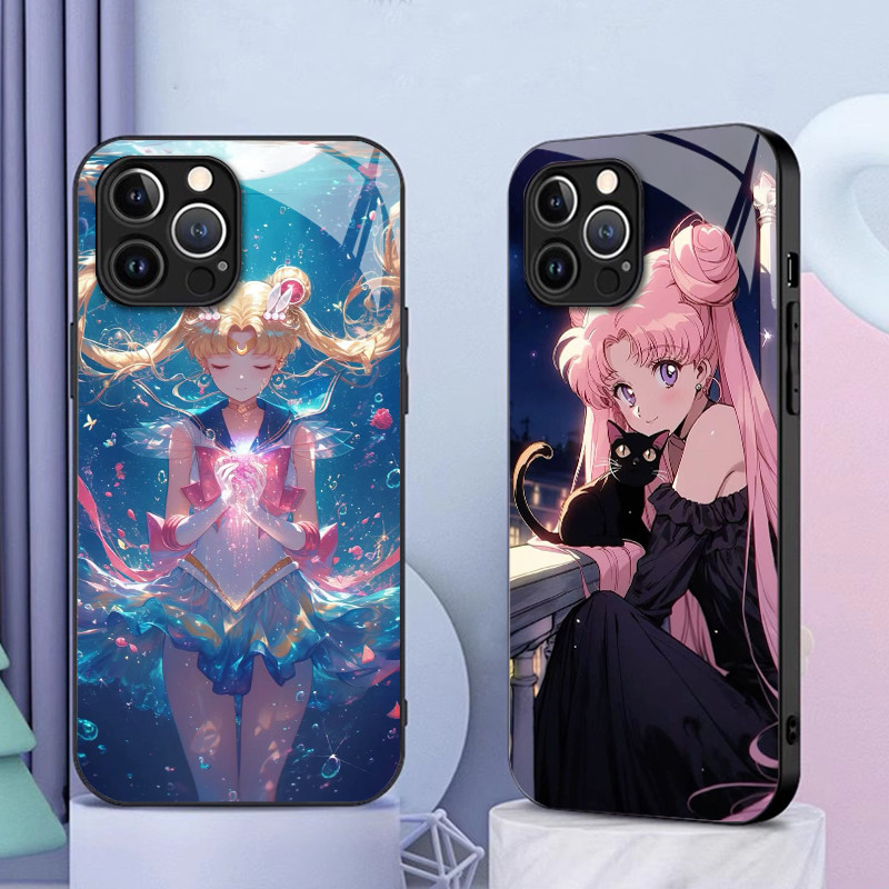 เซเลอร์มูน 05 แก้วเคสโทรศัพท์สําหรับ IPhone 16 15 14 13 12 11 Pro XR XS Max Plus Mini X XR 8 7 6s SE2/3 ฝาครอบ