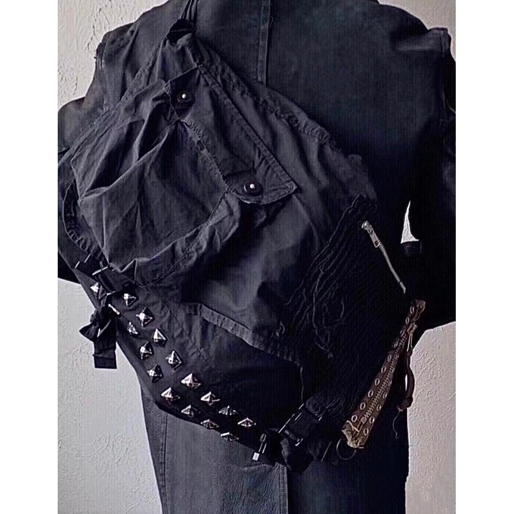 Undercover 06SS T Issue Rivet Grid Stray Bag กระเป๋าซิป ARCHIVEl Crossbody Messenger Bag