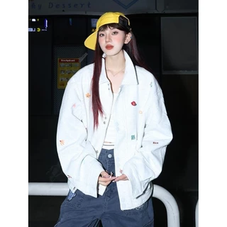 เสื้อแจ็คเก็ตลายดอกไม้ EERSHENSHI สำหรับวัยรุ่น ออกแบบมาในสไตล์ casual workwear ไซส์ใหญ่ unisex สวมใส่สบายตลอดวัน