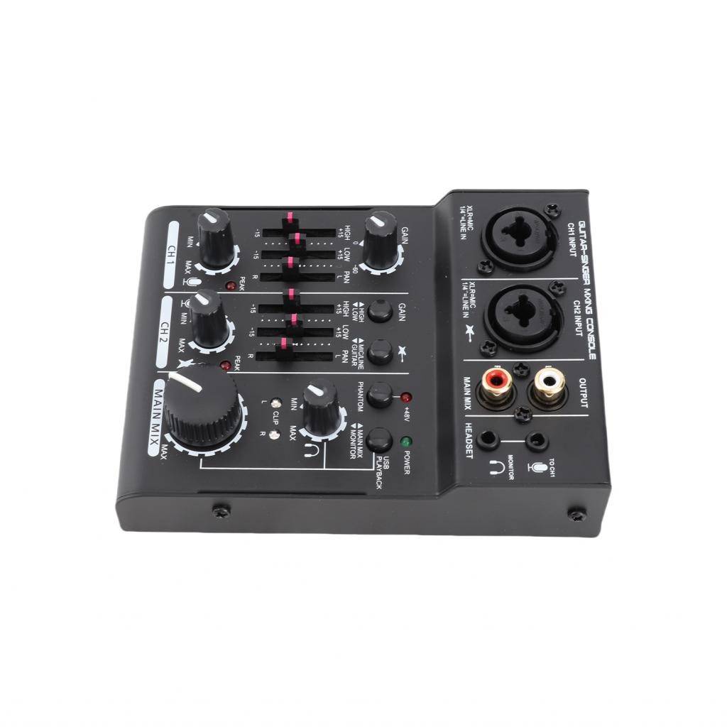 Mini 3-channel Sound Card Mixing Console Digital Audio Mixer ในตัว 48V Phantom Power 5V USB ขับเคลื่