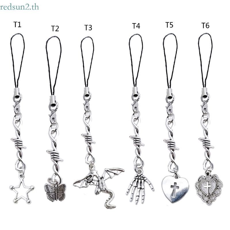 Redsun2 สไตล์สายโทรศัพท์โลหะ Thorn Series สายคล้องโทรศัพท์แบบป้องกันการหาย พวงกุญแจและตกแต่งกระเป๋าเป้