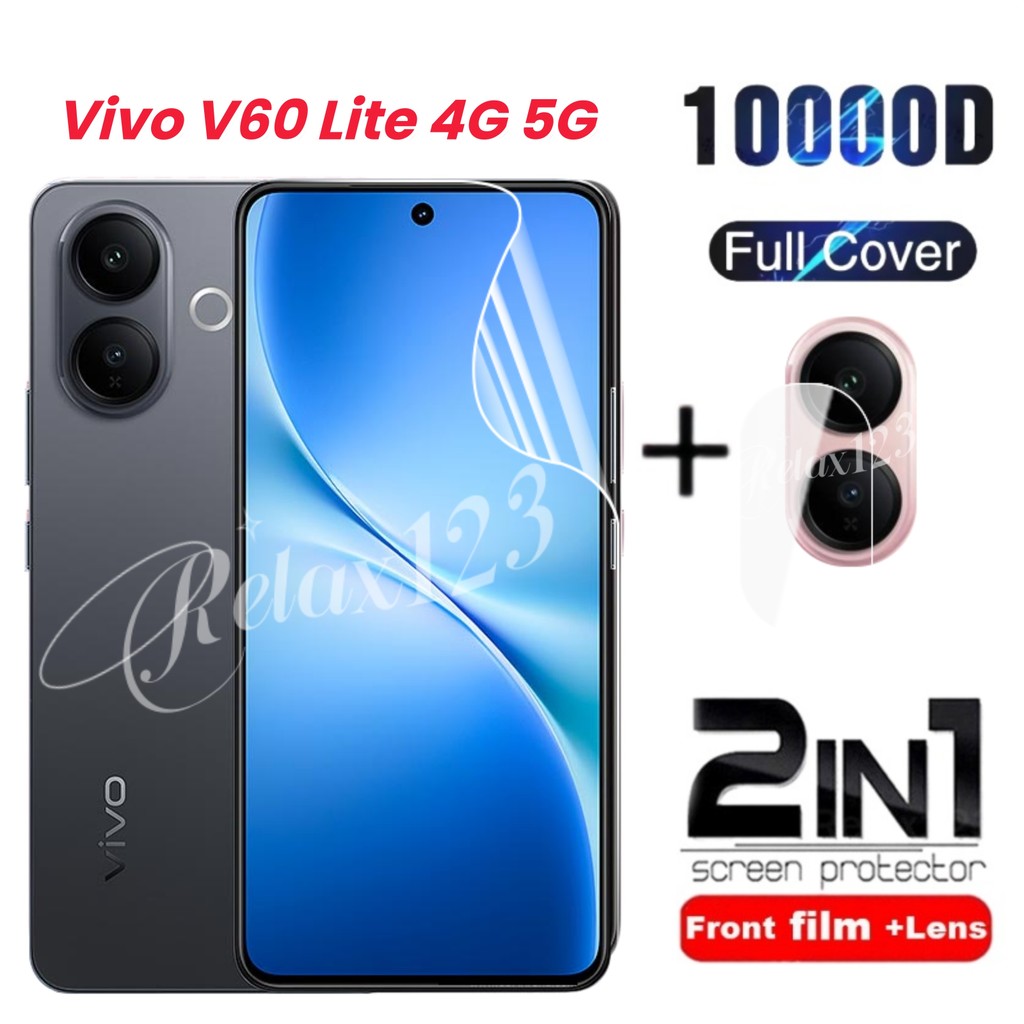 สําหรับVivo V60 Lite 5G 2025 2IN1 ด้านหน้าHydrogelฟิล์มและเลนส์ฟิล์มสําหรับVivo V60 V60Lite V60E V60