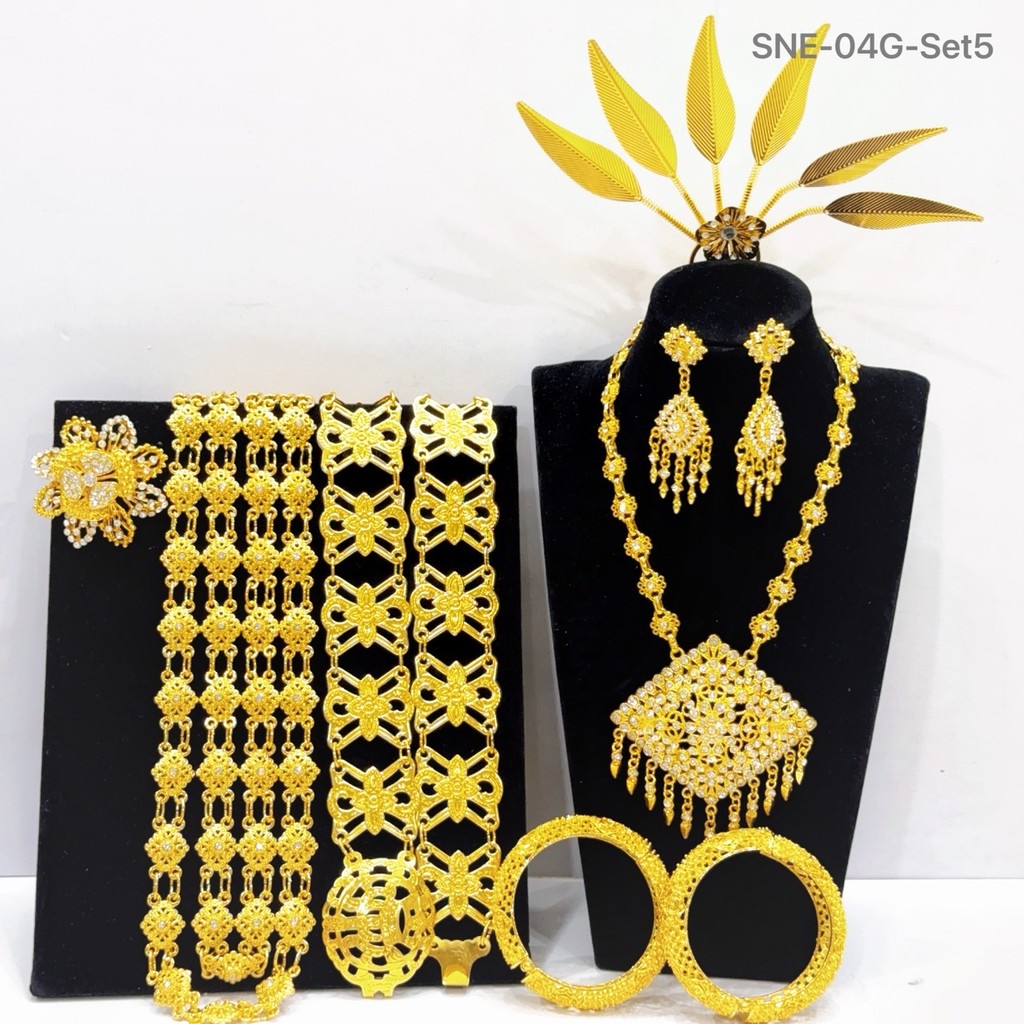ชุดสร้อยสีทอง เซ็ทเครื่องประดับ สังวาลย์ เข็มขัด สวมใส่ประดับชุดไทยและนางรำ เทศกาลลอยกระทง – โปรปัง