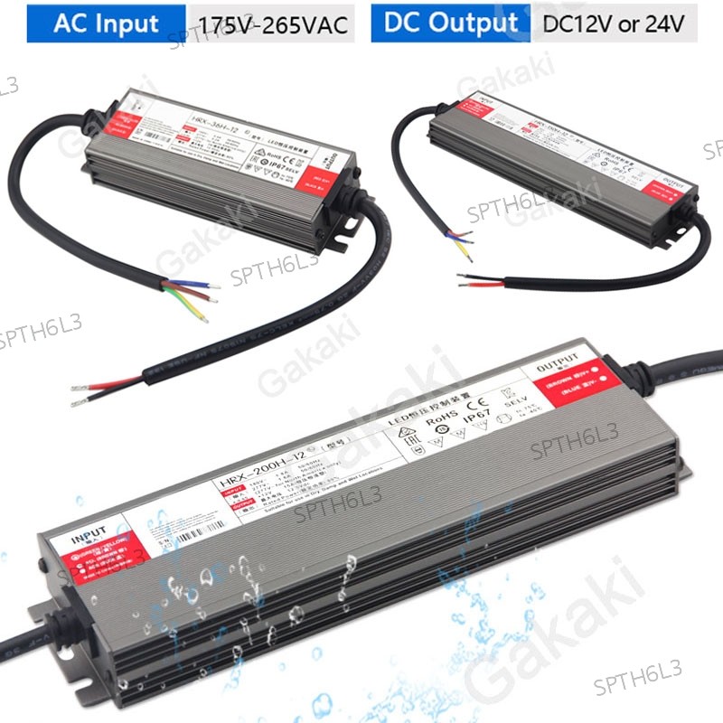 36W-600W AC ถึง DC 12V 24V IP67 กันน้ํา Led Strip Light Transformers Driver แหล่งจ่ายไฟ TH6L3