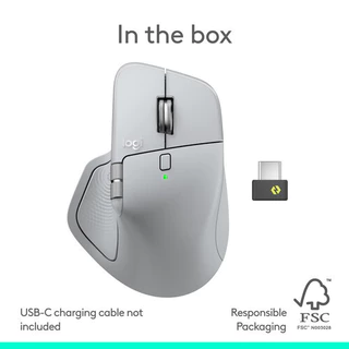 Logitech MX Master 4 Wireless Mouse Graphite,Pale Gray เมาส์บลูทูธไร้สาย ออกแบบให้เหมาะกับสรีระ ชาร์จด้วย USB C