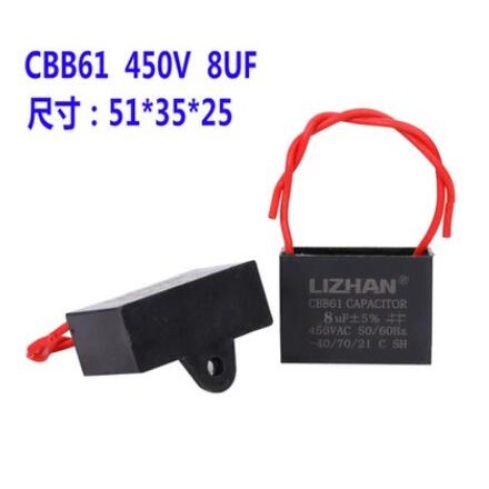 1pcs พัดลมตัวเก็บประจุ Metallized Capacitor เริ่มต้นตัวเก็บประจุ CBB61 450VAC 1UF/1.2UF/1.5UF/1.8UF/