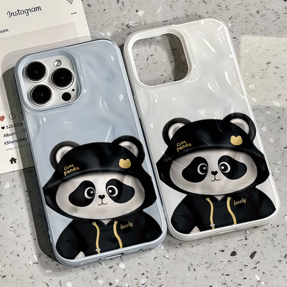 For iPhone 16 15 14 13 12 11 Pro Max X XR XS Max 16 15 14 7 8 Plus เคส เคสไอโฟน11 การ์ตูนแพนด้าสุดน่ารัก เคสไอโฟนสวยๆ