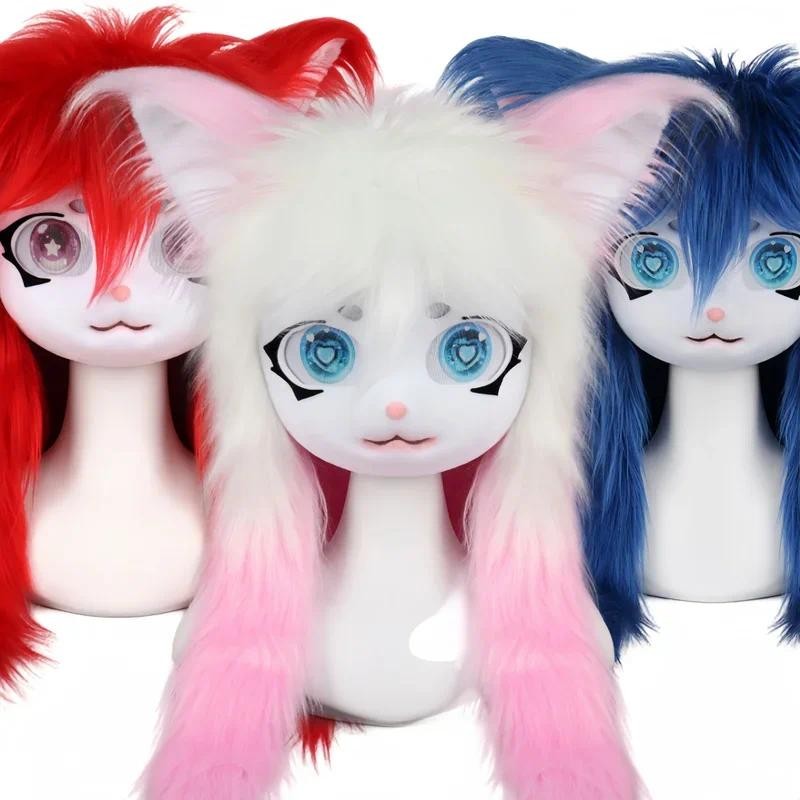 ใหม่ Kig Furry Fursuit คอสเพลย์ Kigurumi Fursuit Paw สัตว์หัวฐานแมวกระต่ายหน้ากากฮาโลวีนคอสเพลย์ 1 W