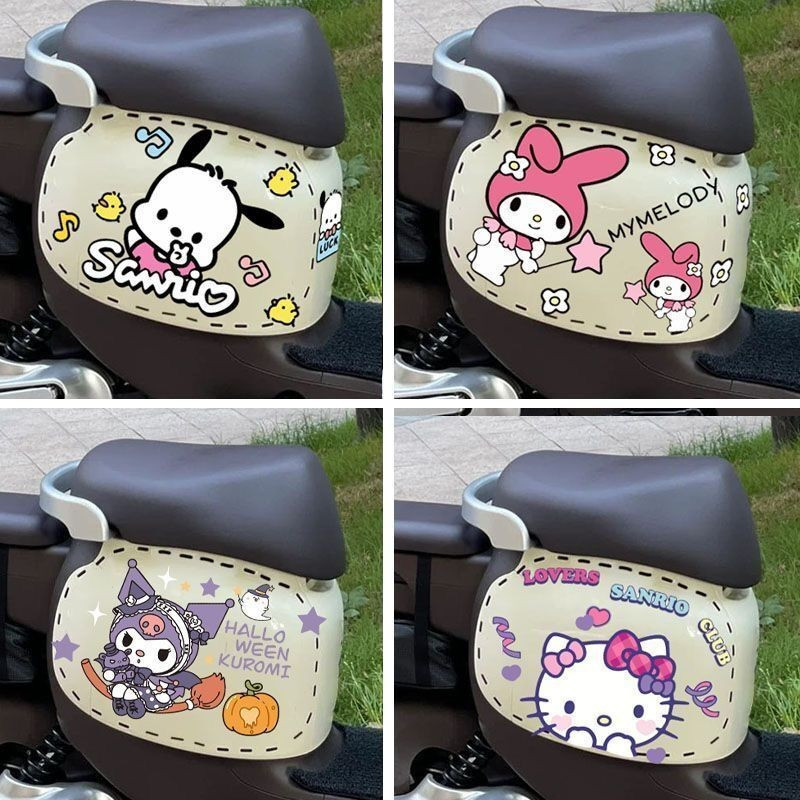 TB Spot Goods#Kuromi Electric Motorcycle Sticker Sanrio Cinnamoroll Cute Cartoon Electric Scooter Pe