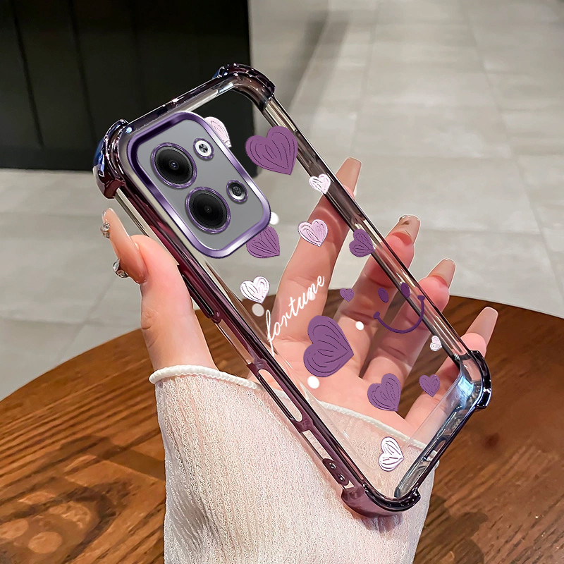 เหมาะสําหรับ OPPO Reno 9 10 11 12 13 Pro Reno 11f 12F 13F 5G เคสโทรศัพท์สี่มุมซิลิโคน TPU หัวใจยิ้มโปร่งใส soft shell 021