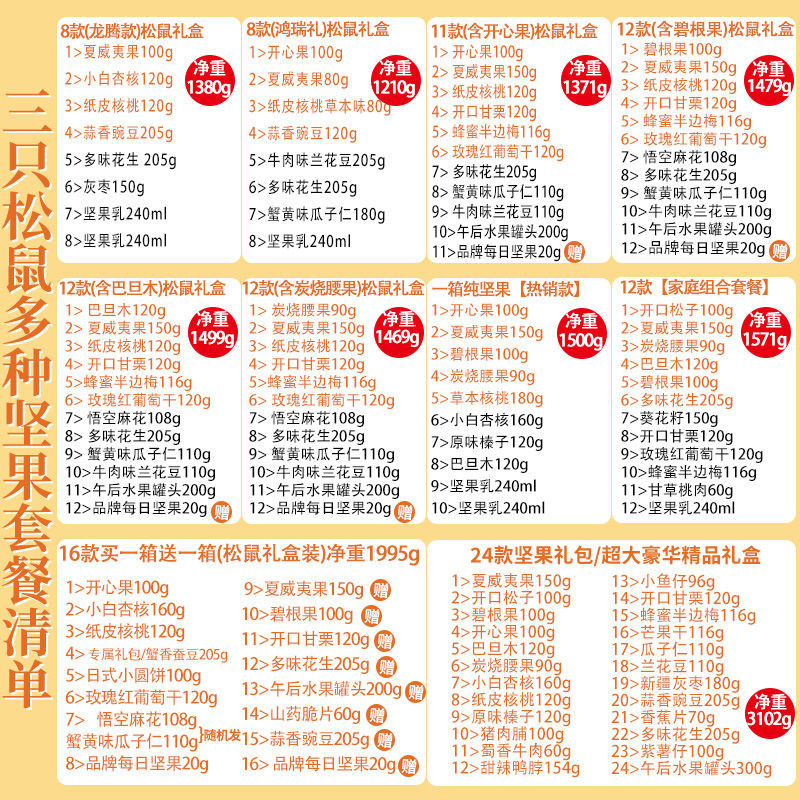 Three Squirrels Nuts Snacks Sprees Snacks Mixed Whole Box Gifts Daily Nuts หญิงตั้งครรภ์ Nuts Snacks